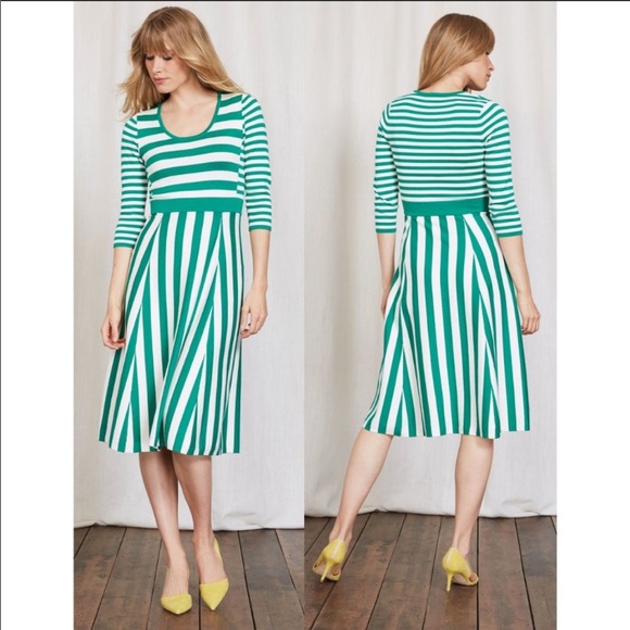 Boden Green Stripe Knit Dress 8 - Picture 1 of 8